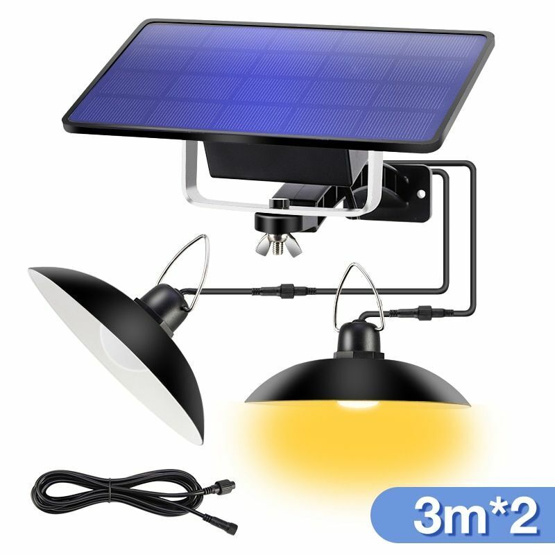 LED Solar Pendant Light Outdoor Indoor Power Lamp Line Bulb Shed Lighting Home