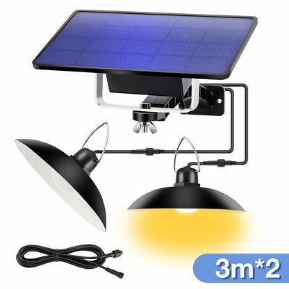 LED Solar Pendant Light Outdoor Indoor Power Lamp Line Bulb Shed Lighting Home