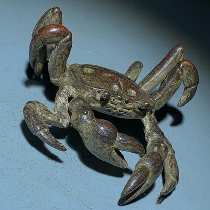 Rare Fortune Art Bronze Crab Figure Statue Collectable Tea Pet Table Decor