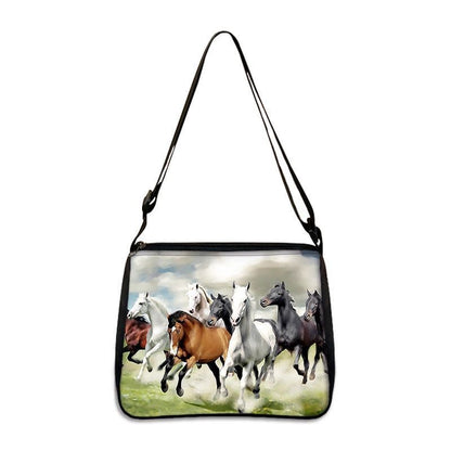 Horse Print Handbag Canvas Shoulder Bag Messenger Bags Travel Crossbody Nylon