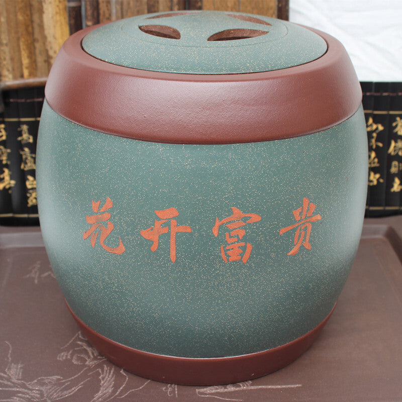 Real Yixing Zisha Purple Clay Tea Canister With Lid Sealed Floral Relief Big Jar