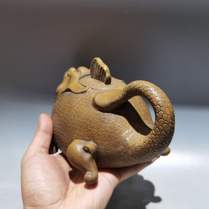 Chinese Yixing Zisha Clay Handmade Exquisite Teapot（鱼化龙壶 底款：陈鸣远）