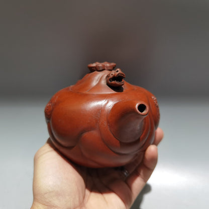 Chinese Yixing Zisha Clay Handmade Exquisite Teapot（鱼化龙 底款：王爱仙）