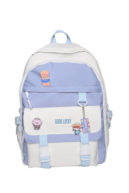 Polyester Oxford Backpack Travel Bag Waterproof Purse 30*12*42 CM Patchwork Pink