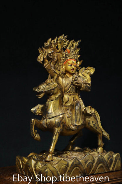 14" Old Tibet Copper Gilt Buddhism Palden Lhamo Deity Laksmi Buddha Sculpture