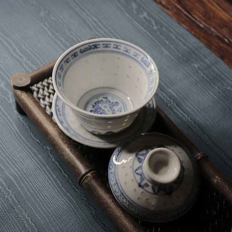 120ml Jingdezhen Ceramic Gaiwan Handmade Tea Bowl Chinese Retro Tureen Teacup