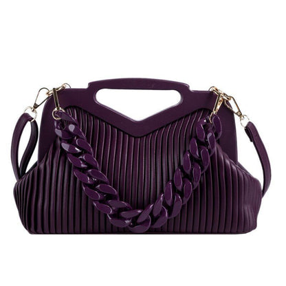Triangle Handbag Pleated Shoulder Bag Clutch Purses Crossbody Bags 28*19*11 CM