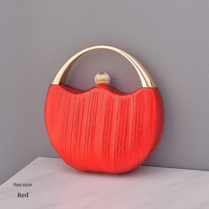 Vintage Dinner Bag Round Party Purse Shoulder Bag Synthetic Handbag Shell Pink