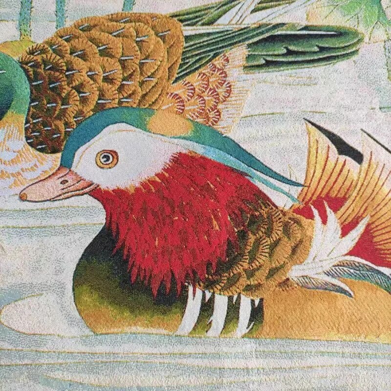 Thangka Mandarin Duck Playing in The Water Embroidered Brocade Painting-