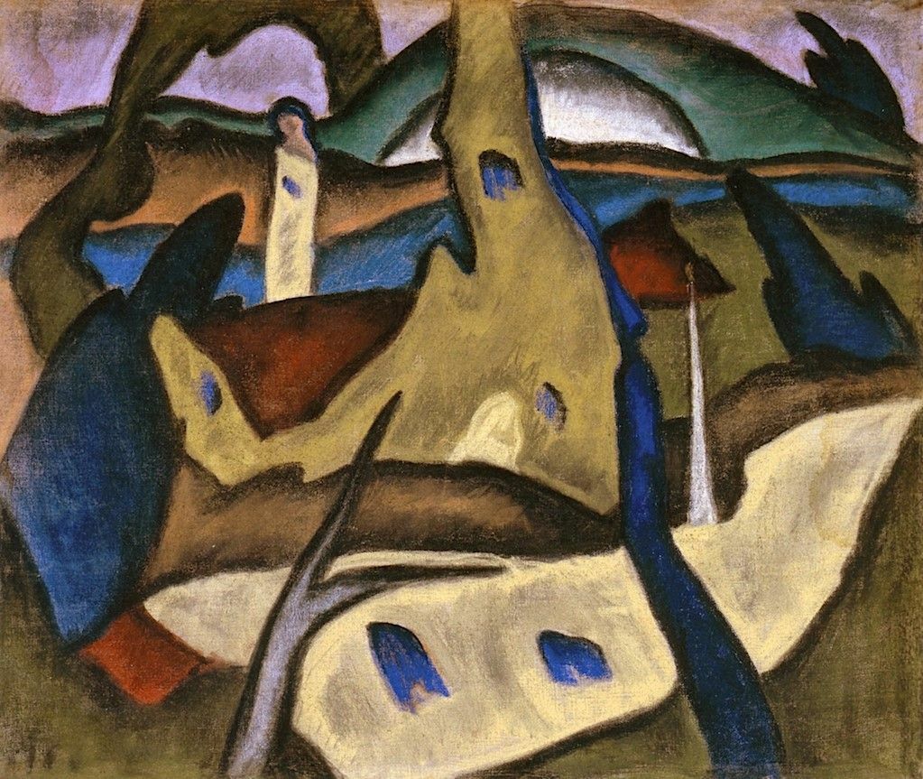 Oil painting abstract forest landscape Connecticut-River-Arthur-Dove handmade