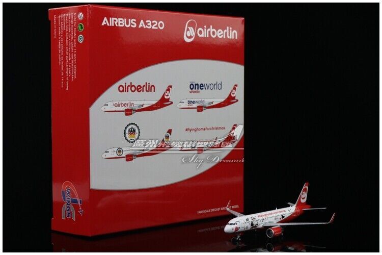 1:400 JC Wings Airberlin AIRBUS A320 Passenger Airplane Diecast Aircraft Model