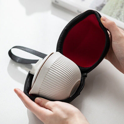 on sales porcelain tea set for travel tea pot with infuser hole cup portable bag