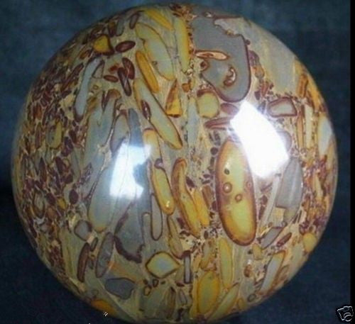 1PCS Bamboo Stone Sphere, Crystal Rock Ball Healing,Rock 48mm-50mm + stand