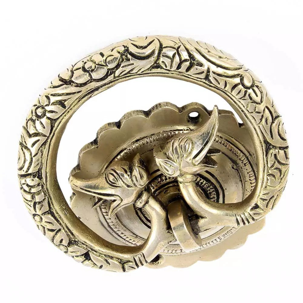 Antique Look Hand Casted Exclusive Brass Elephant Motif Ring Door Knocker