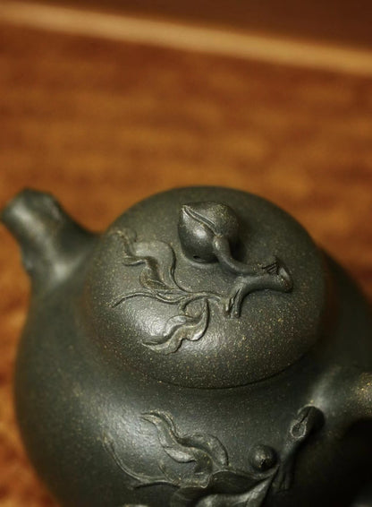 220cc chinese Yixing Handmade Zisha Green Clay Teapot ShouTao Hu Tea Pot