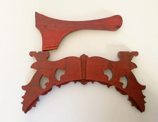 10" Peach Wood Carved Plate Easel Display Frame Holder Stand
