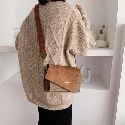 Synthetic Leather Mini Handbag Retro Wide Shoulder Strap Purse Crossbody Bag 1PC