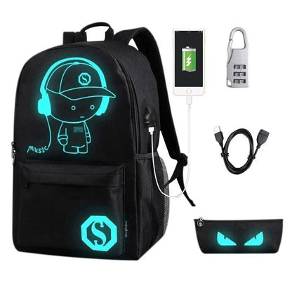 USB Charge Music Luminous Schoolbag Teenagers Backpack To School Bag Book Bag