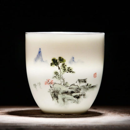Teacups Drinkware Chinese Kung Fu Tea Cup Ceramic Porcelain Tea Set Accessories