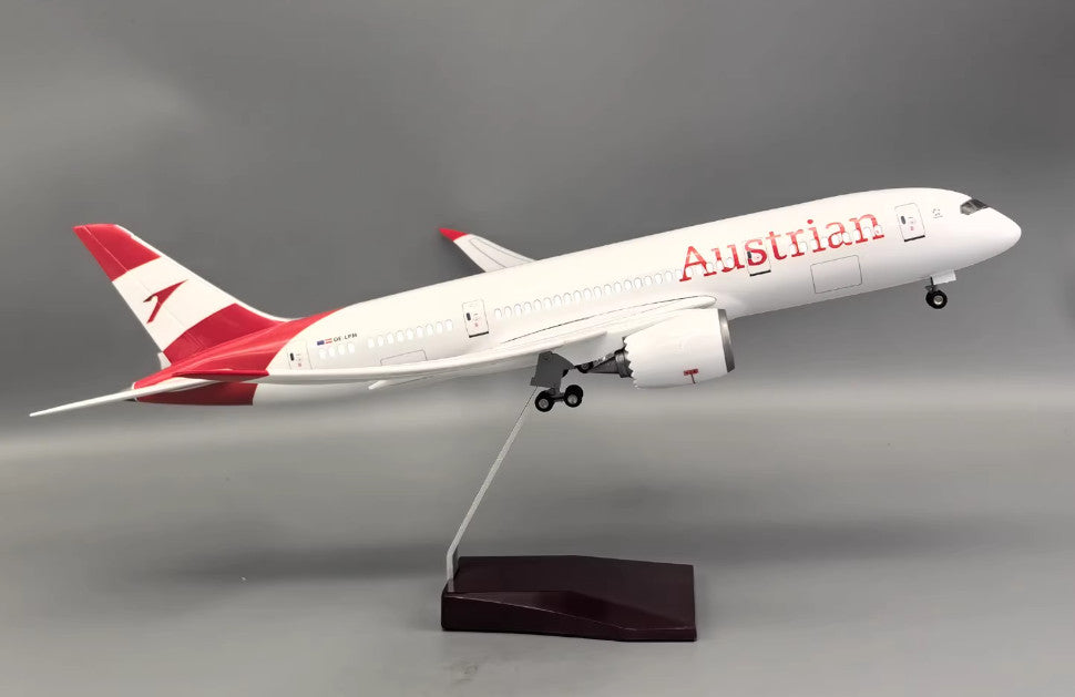 1:130 43CM Austrian BOEING 787 Airplane Led Sound-controll Light Resin Model
