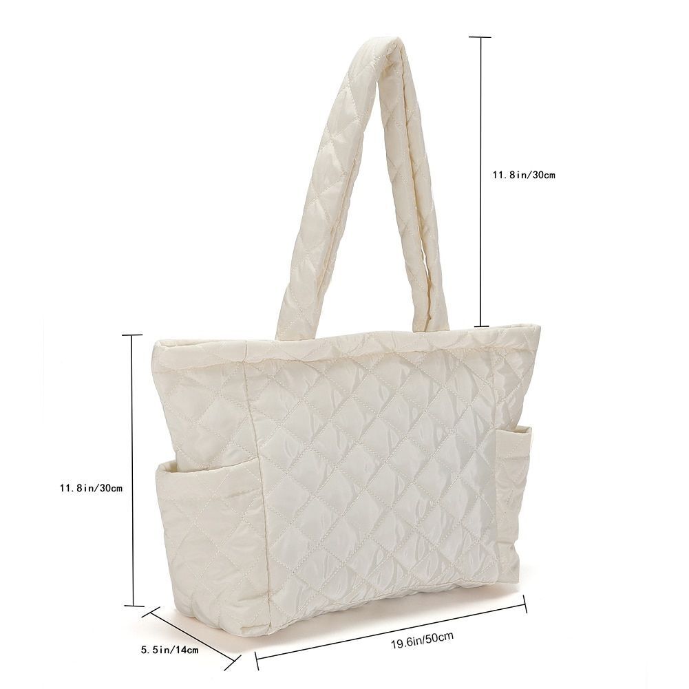 Lattice Pattern Shoulder Bag Cotton Handbag Large Capacity Purse Feather Padded