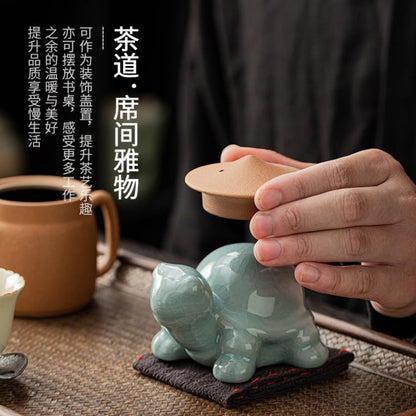 Ceramic Tea Pet Ornament 10cm Teapot Cover Holder Tea Table Decor Tea Ceremony