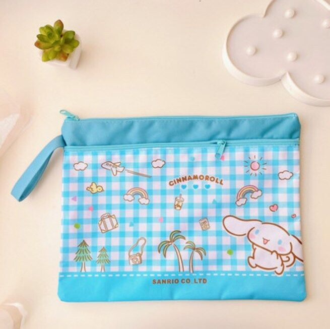 Cute Cartoon File Bag, Canvas A4 Double-Layer Tutoring Bag, Information Bag
