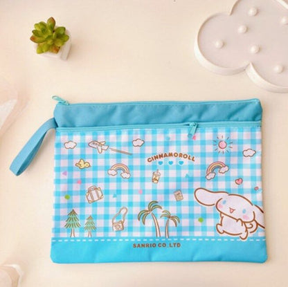 Cute Cartoon File Bag, Canvas A4 Double-Layer Tutoring Bag, Information Bag