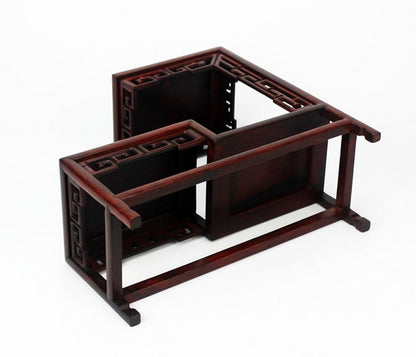 Old Rosewood Rack Art Craft Stand Bonsai Teapot Stone Vase Flower Pot Base