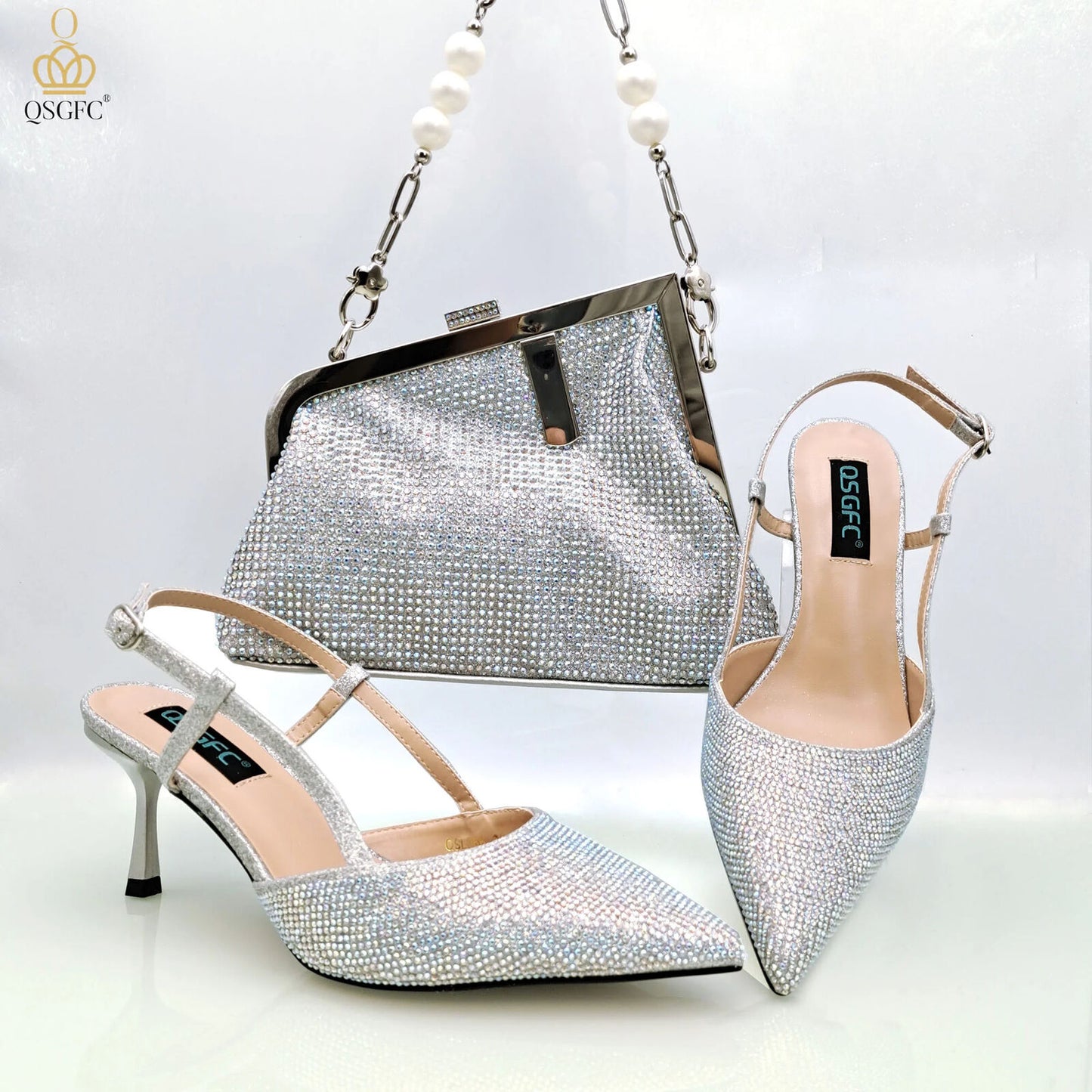 Wine Fashion Bag Shoulder Bag and Strap High Heels Commuter Shoes and Bag