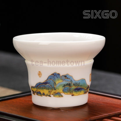 Dehua Sheep Fat Jade White Porcelain Tea Strainer Tea Filter Tea Set