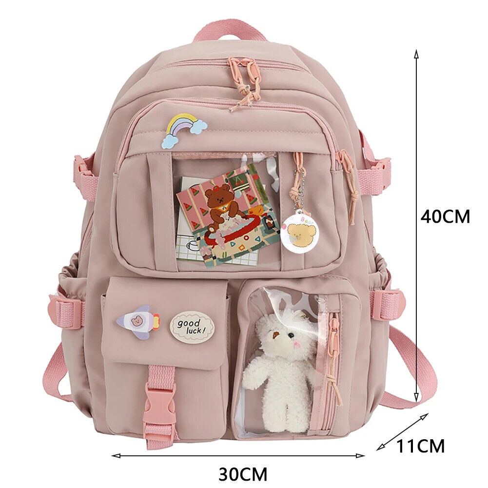Students School Bags Canvas Backpack Patchwork Women