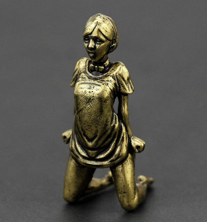 Solid Brass Girl Statue Art Beauty Model Decorative Art -