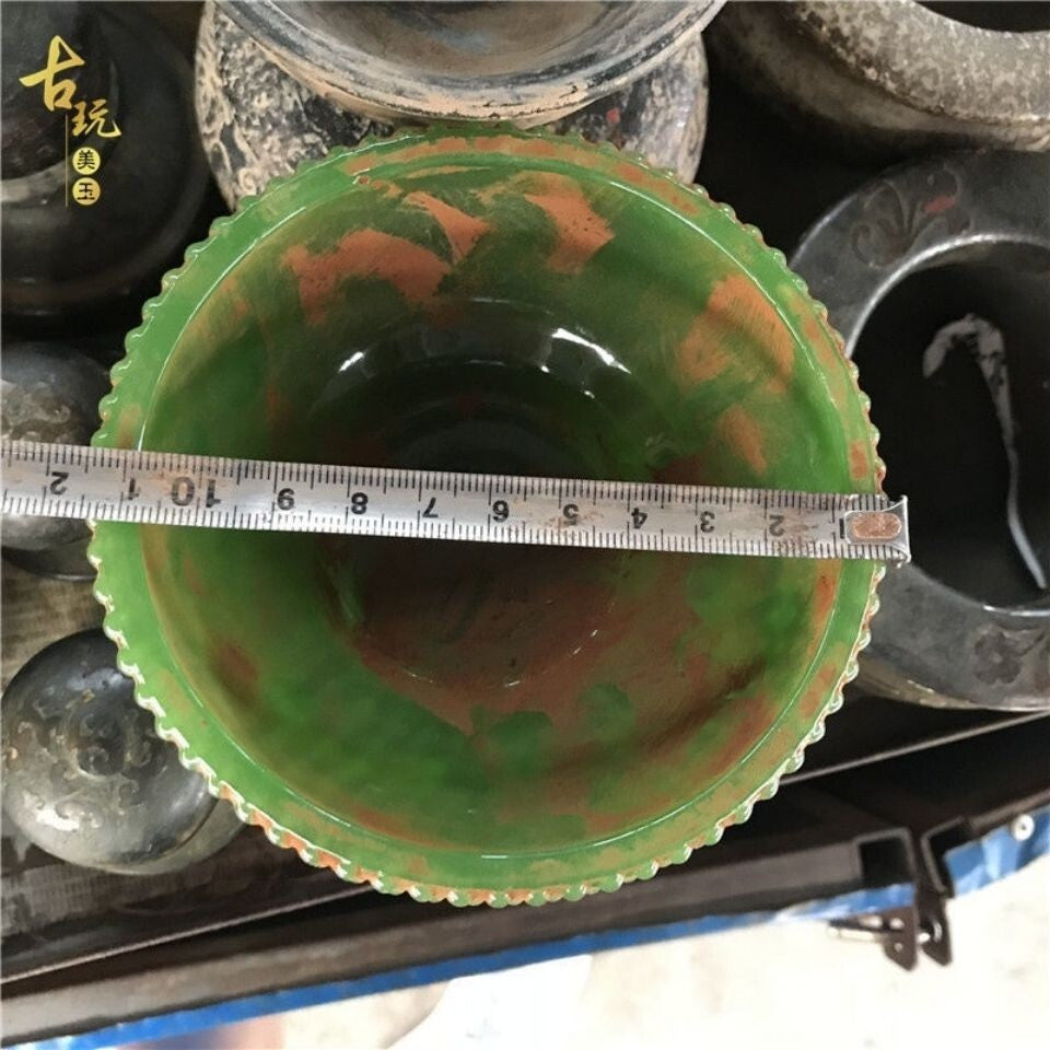 China Ancient Handicrafts Jade Green Bowl Collection Carving Statue Ornament