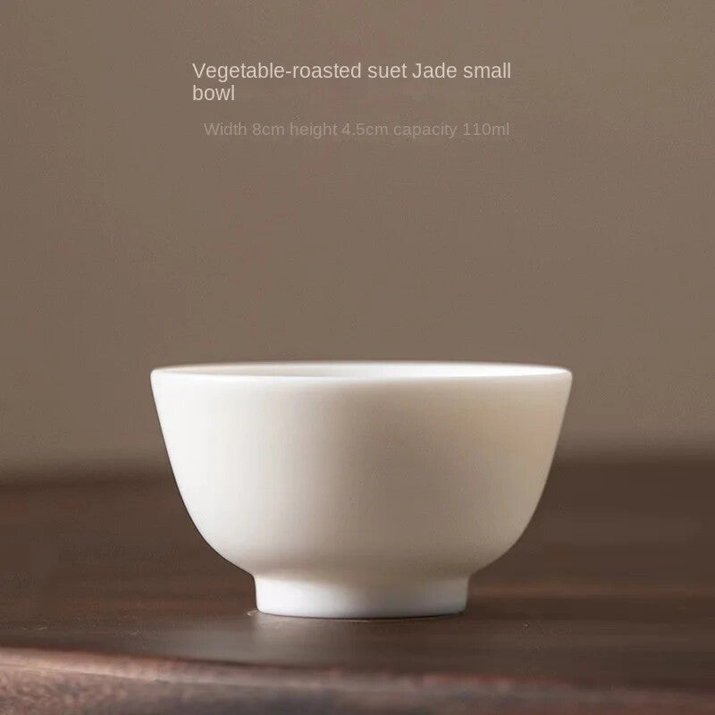 Plain Roast Mutton Fat Jade Small Teacup Dehua Kung Fu Tea Cup White Porcelain