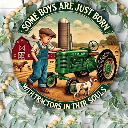 Vintage 8x8 Tin Sign Old Tractor Retro Farmhouse Rustic Wall Art for Garage Bar