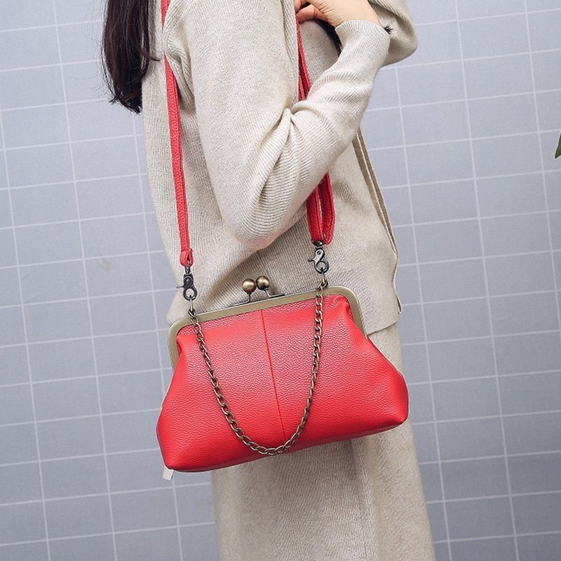 Vintage Synthetic Leather Bag Handbag Purse Chain Shoulder Crossbody 120CM Strap
