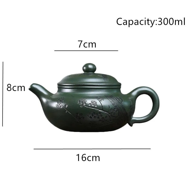 Chinese Yixing Handmade Teapot Plum Blossom Pattern Kettle Zisha Tea Set 300ml
