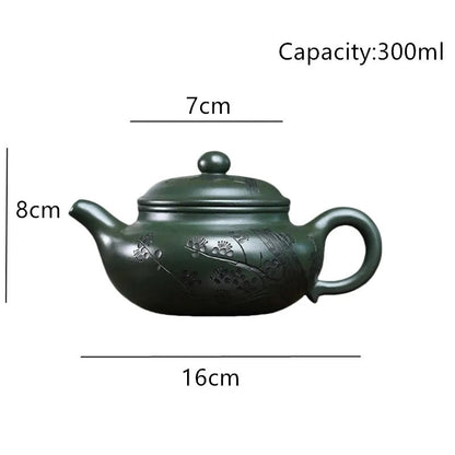 Chinese Yixing Handmade Teapot Plum Blossom Pattern Kettle Zisha Tea Set 300ml