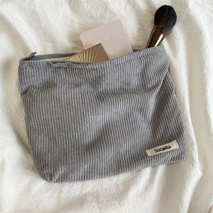 Women Makeup Bag Organizer Corduroy Zipper Clutch Large Phone Cosmetic Bag Pouch