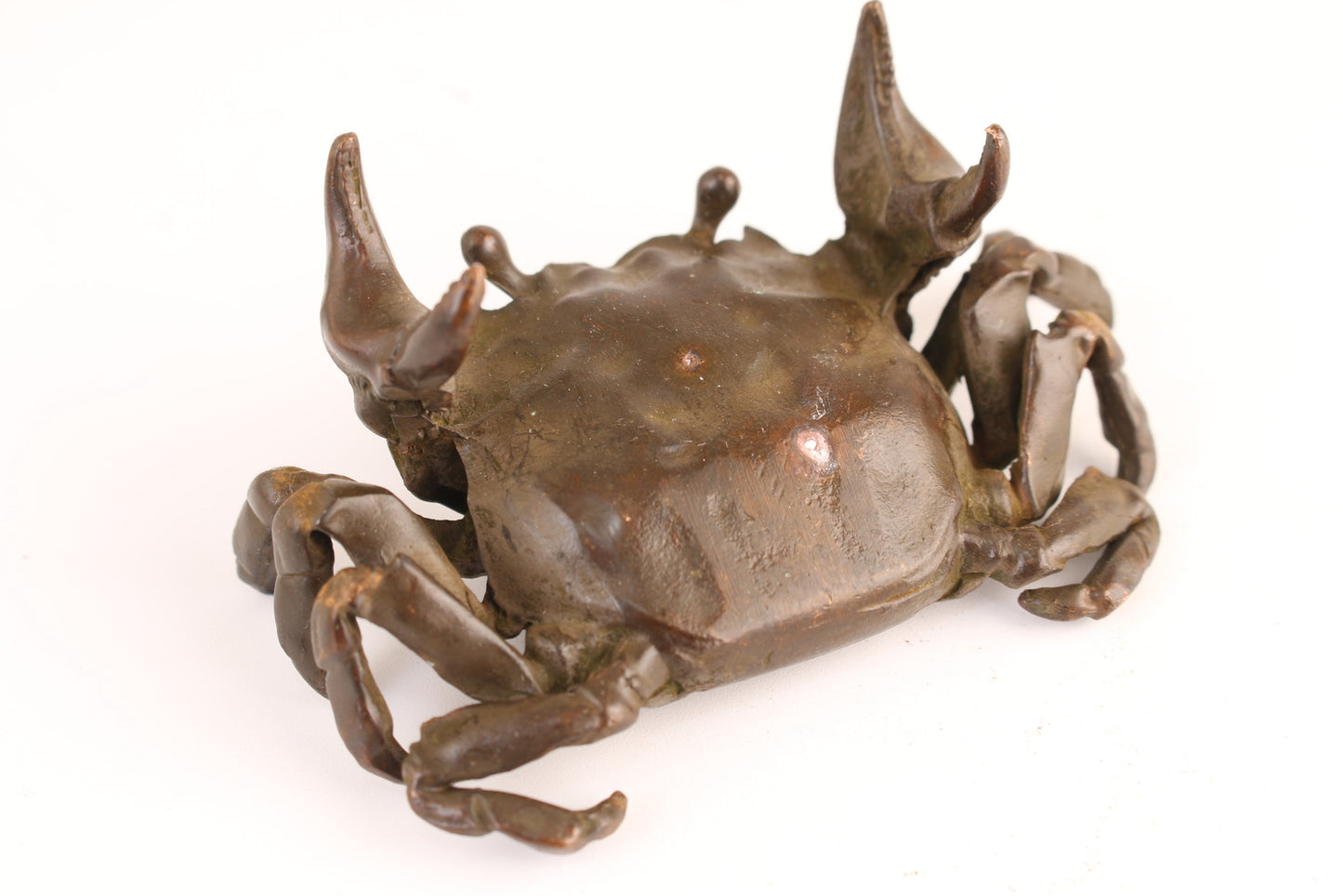 Big China Bronze Handmade Crab Statue Collectable Tea Pet Hand Piece Table Decor