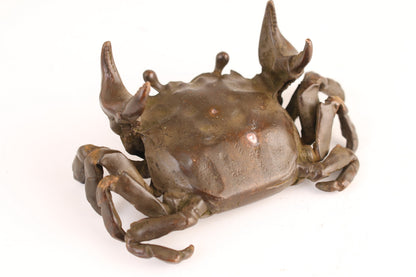 Big China Bronze Handmade Crab Statue Collectable Tea Pet Hand Piece Table Decor
