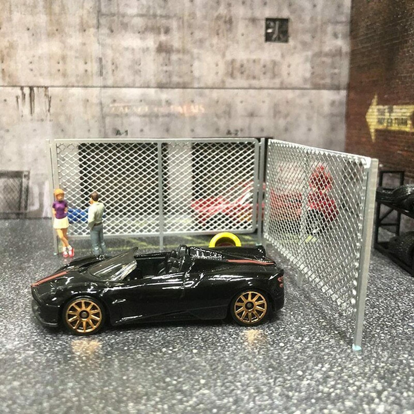 2Pcs 1/64 Fences Diorama Car Model Toy Diorama Simulation Scenery Display Tools