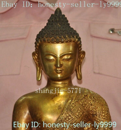 Tibet Buddhism Temple Bronze Gilt Sakyamuni Shakyamuni Medicine Buddha Statue