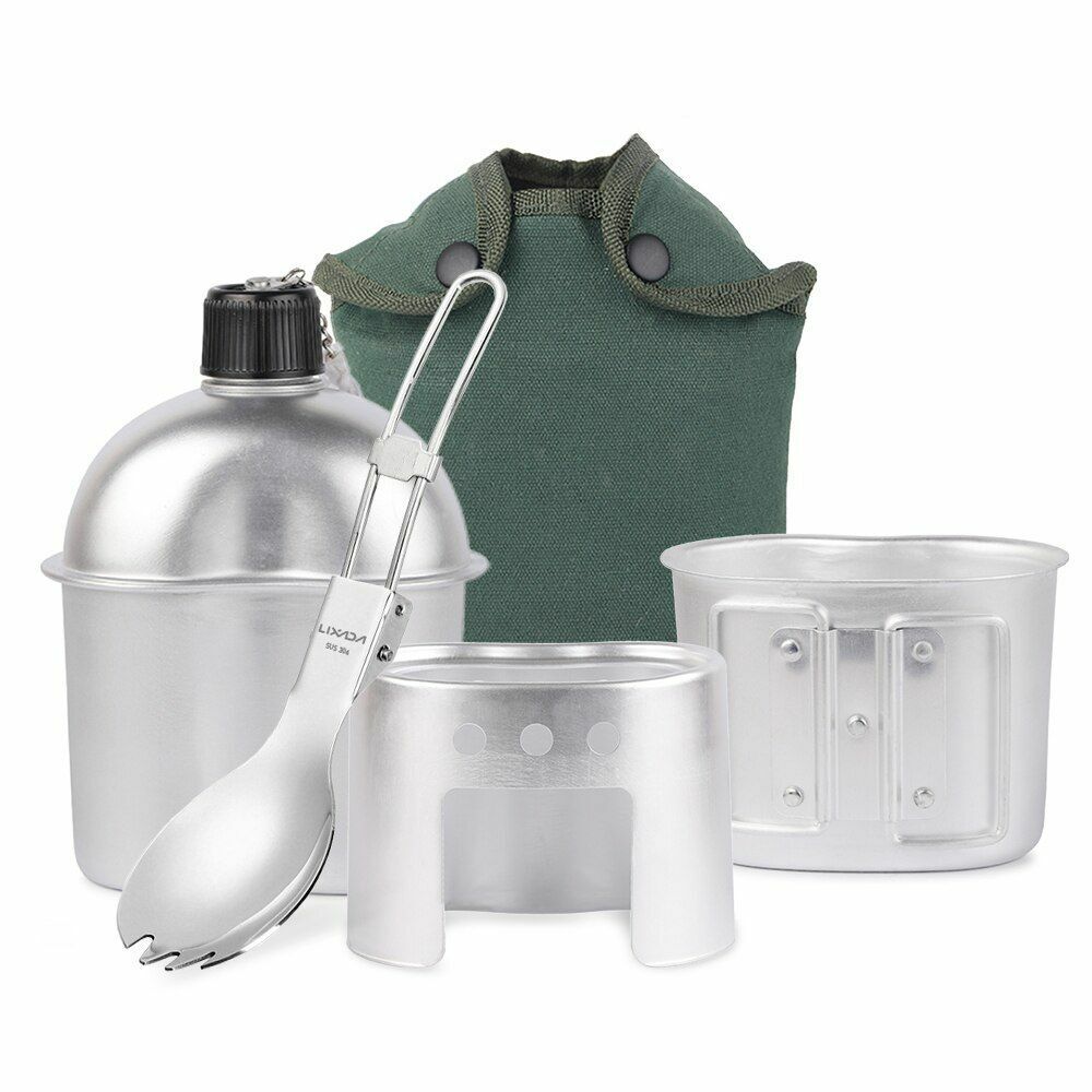 Military Canteen Cup Camping Wood Stove Set Outdoor Foldable Spork Stove Hiking