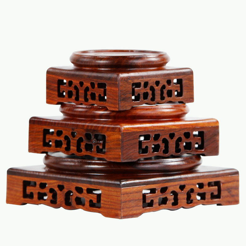 Wooden Display Stands Annatto Pedestal Teapot Vase Bonsai Base Retro Home Decor