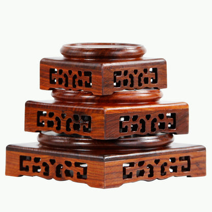 Wooden Display Stands Annatto Pedestal Teapot Vase Bonsai Base Retro Home Decor