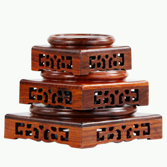 Wooden Display Stands Annatto Pedestal Teapot Vase Bonsai Base Retro Home Decor