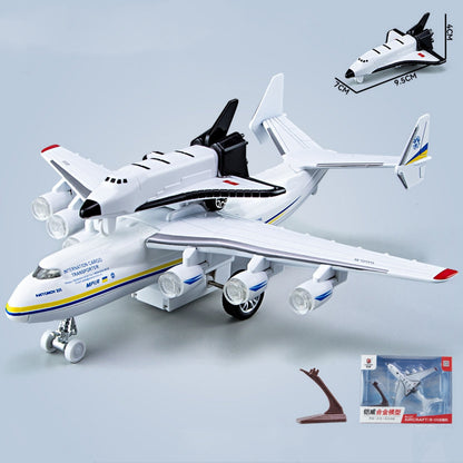 1/400 Soviet An-225 Plane w/Buran Orbiter Model Sound Light Pull Back Toy Decor
