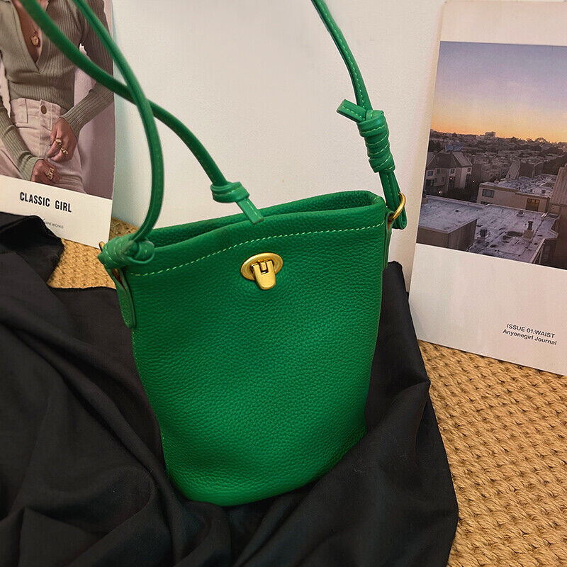 Fashion Mini Real Leather Bucket Bag-Crossbody,Clutch,Shoulder,Pouch & Phone Bag